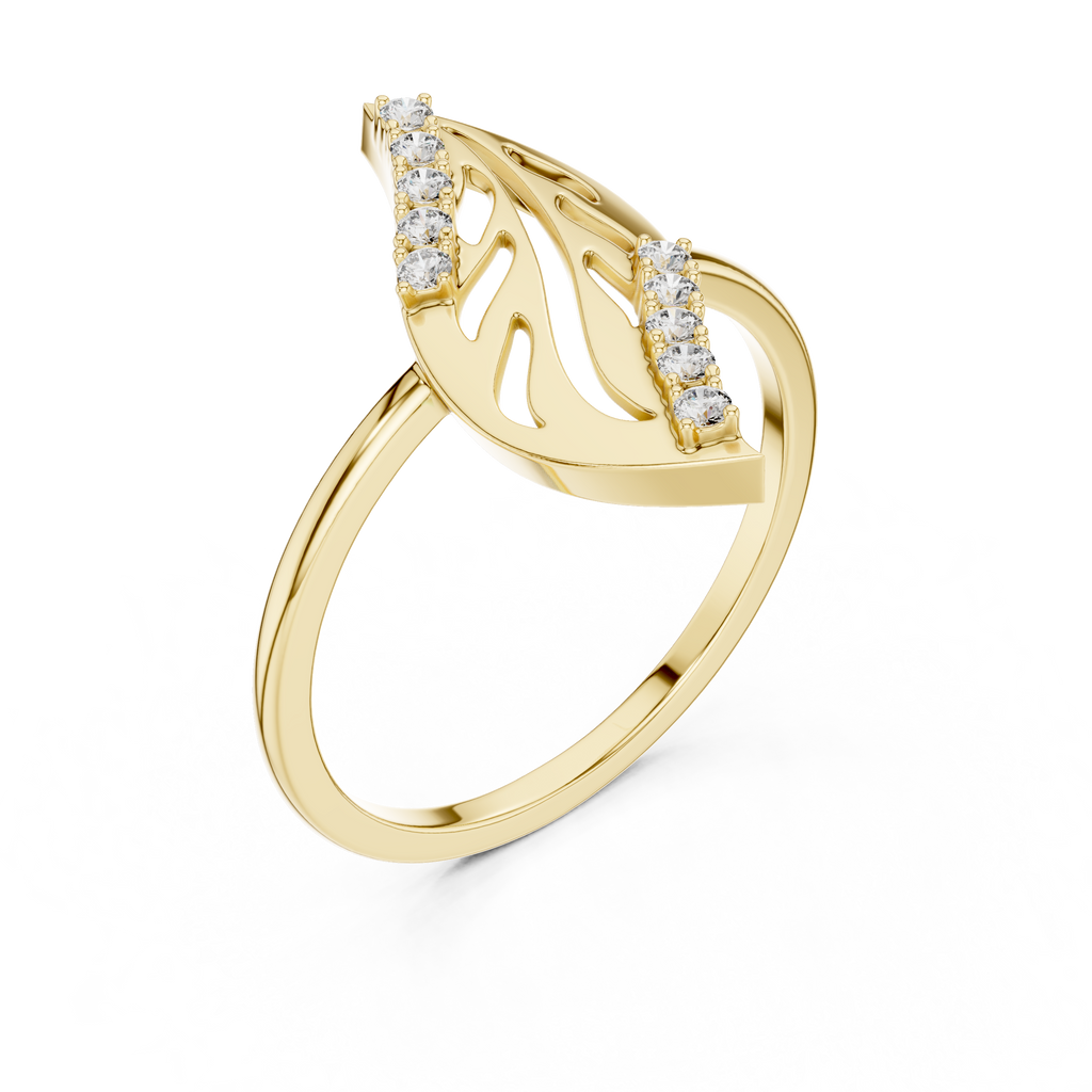 Sculpted Leaf Lab Grown Diamond Ring for Women
