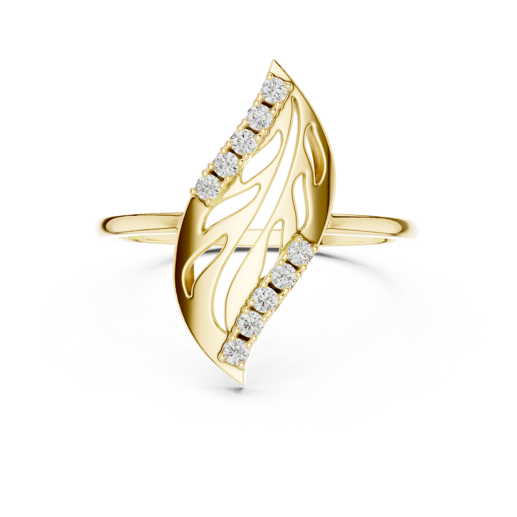 Sculpted Leaf Lab Grown Diamond Ring for Women