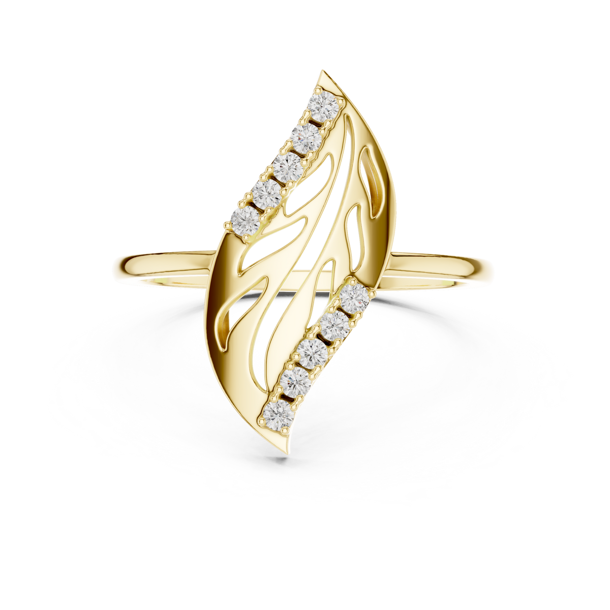 Sculpted Leaf Lab Grown Diamond Ring for Women