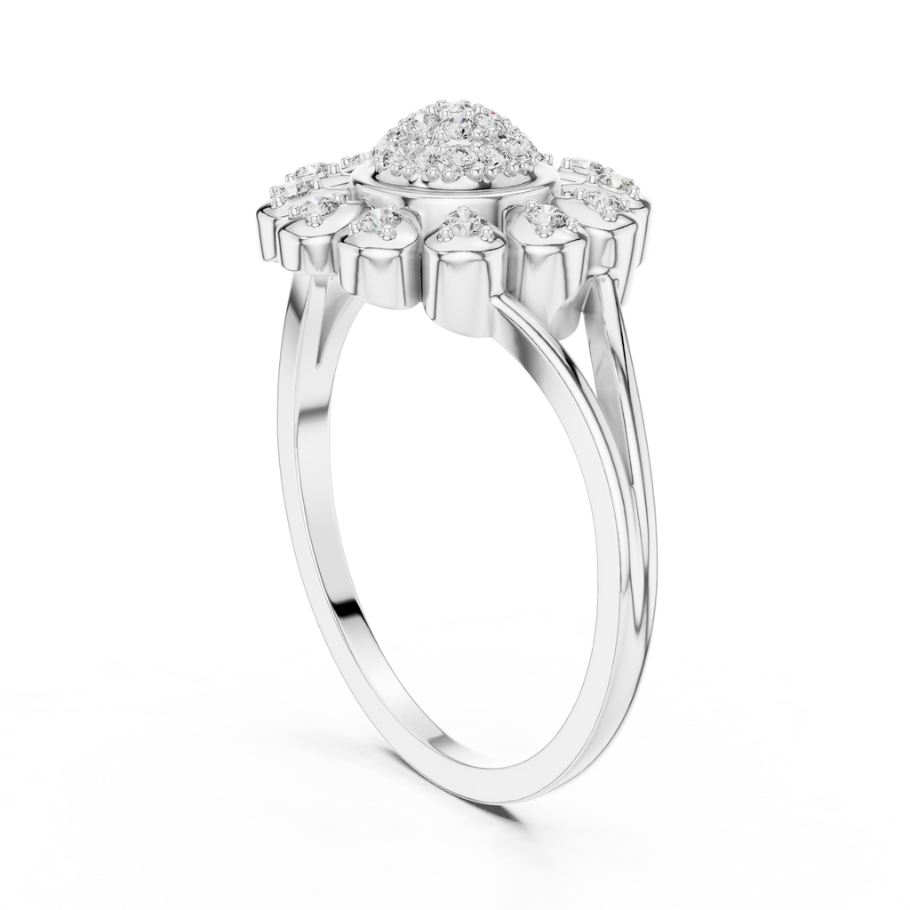 Celestine Bloom Lab Grown Diamond Floral Halo Ring