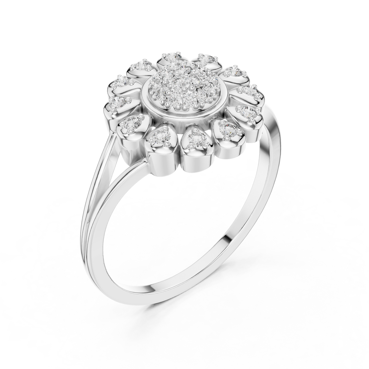 Celestine Bloom Lab Grown Diamond Floral Halo Ring