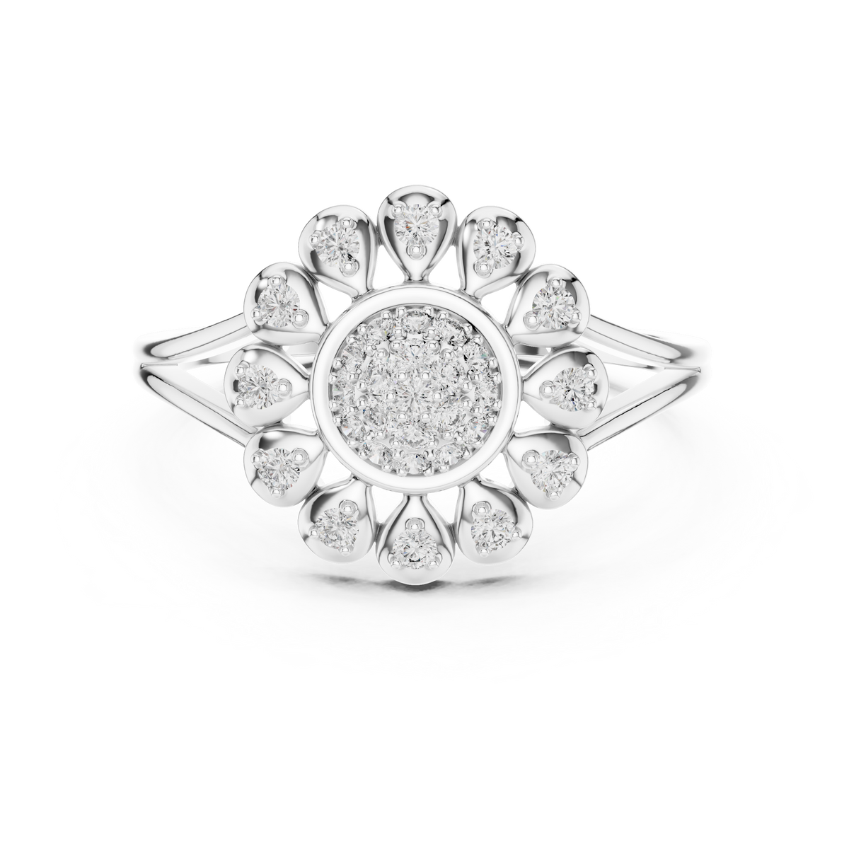 Celestine Bloom Lab Grown Diamond Floral Halo Ring