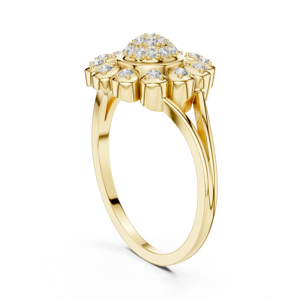 Celestine Bloom Lab Grown Diamond Floral Halo Ring