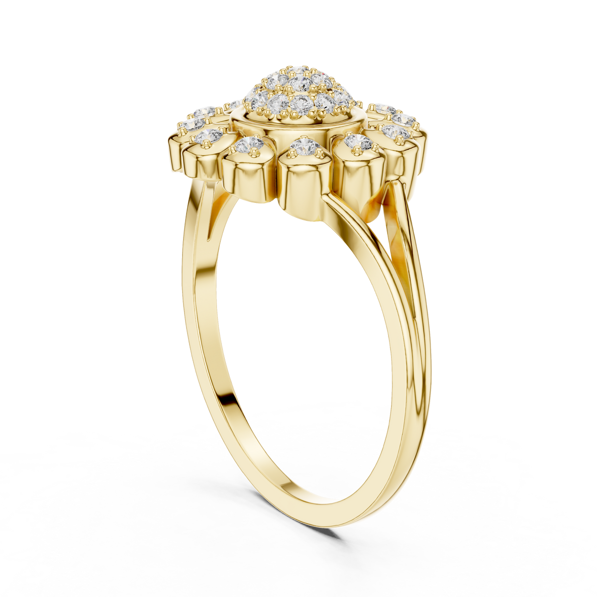 Celestine Bloom Lab Grown Diamond Floral Halo Ring