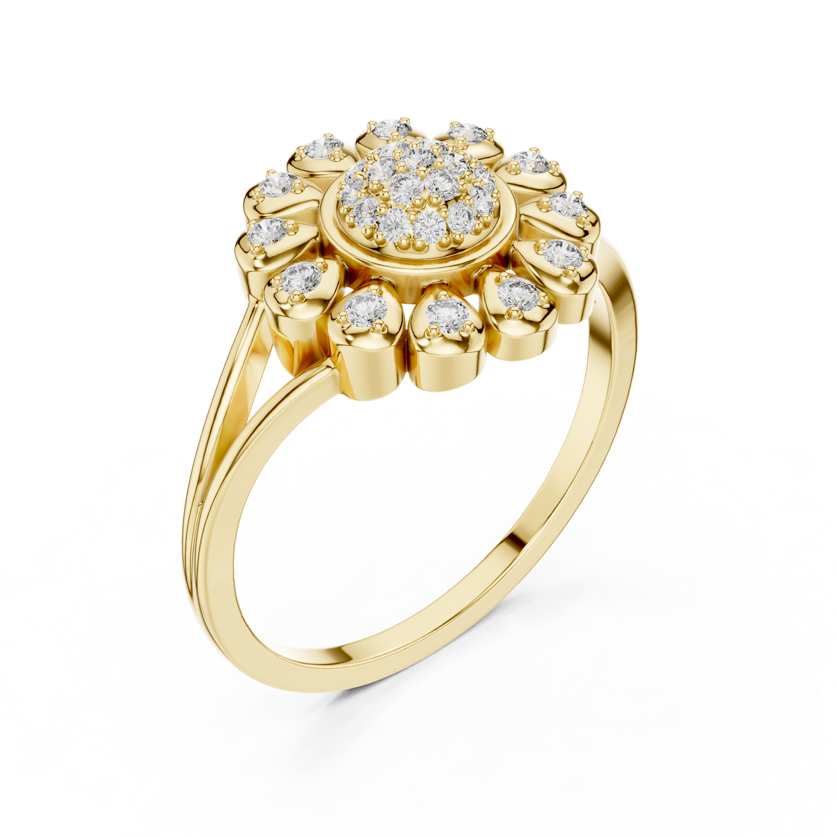 Celestine Bloom Lab Grown Diamond Floral Halo Ring
