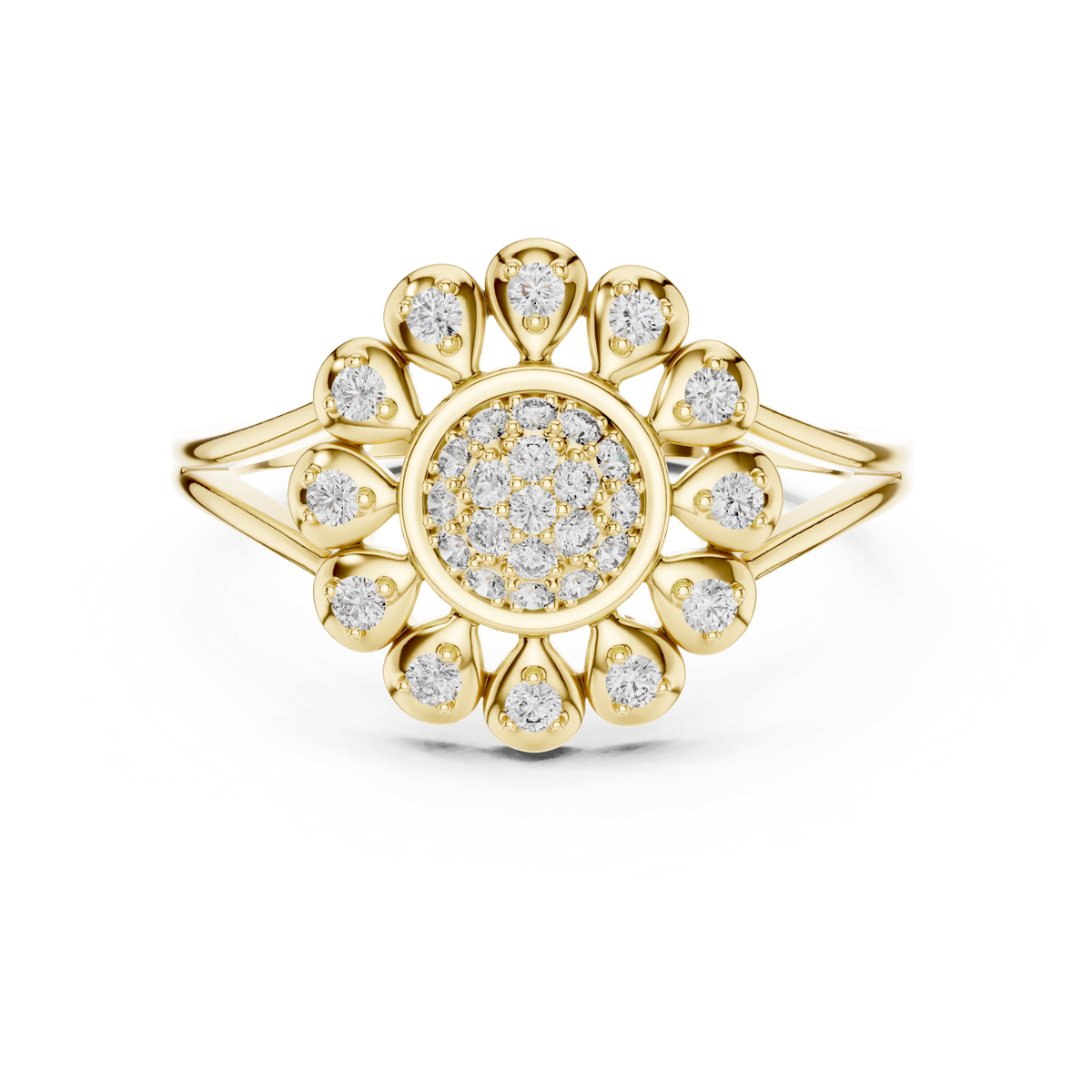 Celestine Bloom Lab Grown Diamond Floral Halo Ring