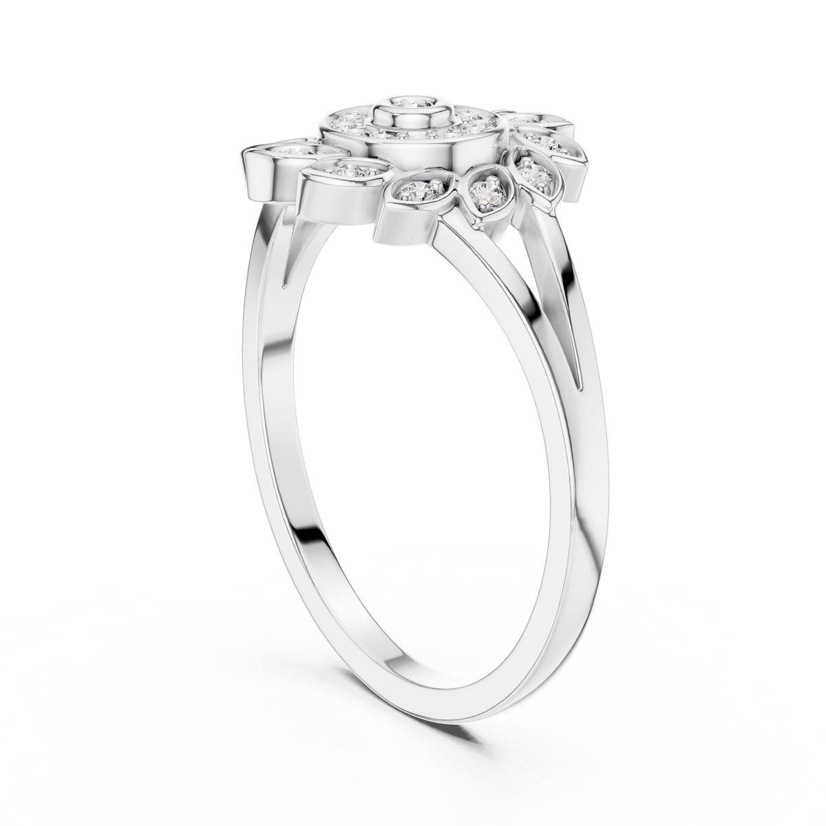 Aurelia Bloom Lab Grown Diamond Floral Ring for Women | Real Gold & Silver