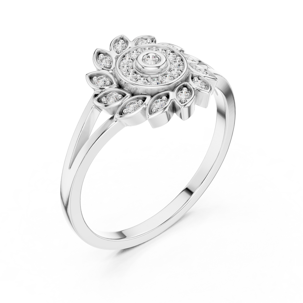 Aurelia Bloom Lab Grown Diamond Floral Ring for Women | Real Gold & Silver