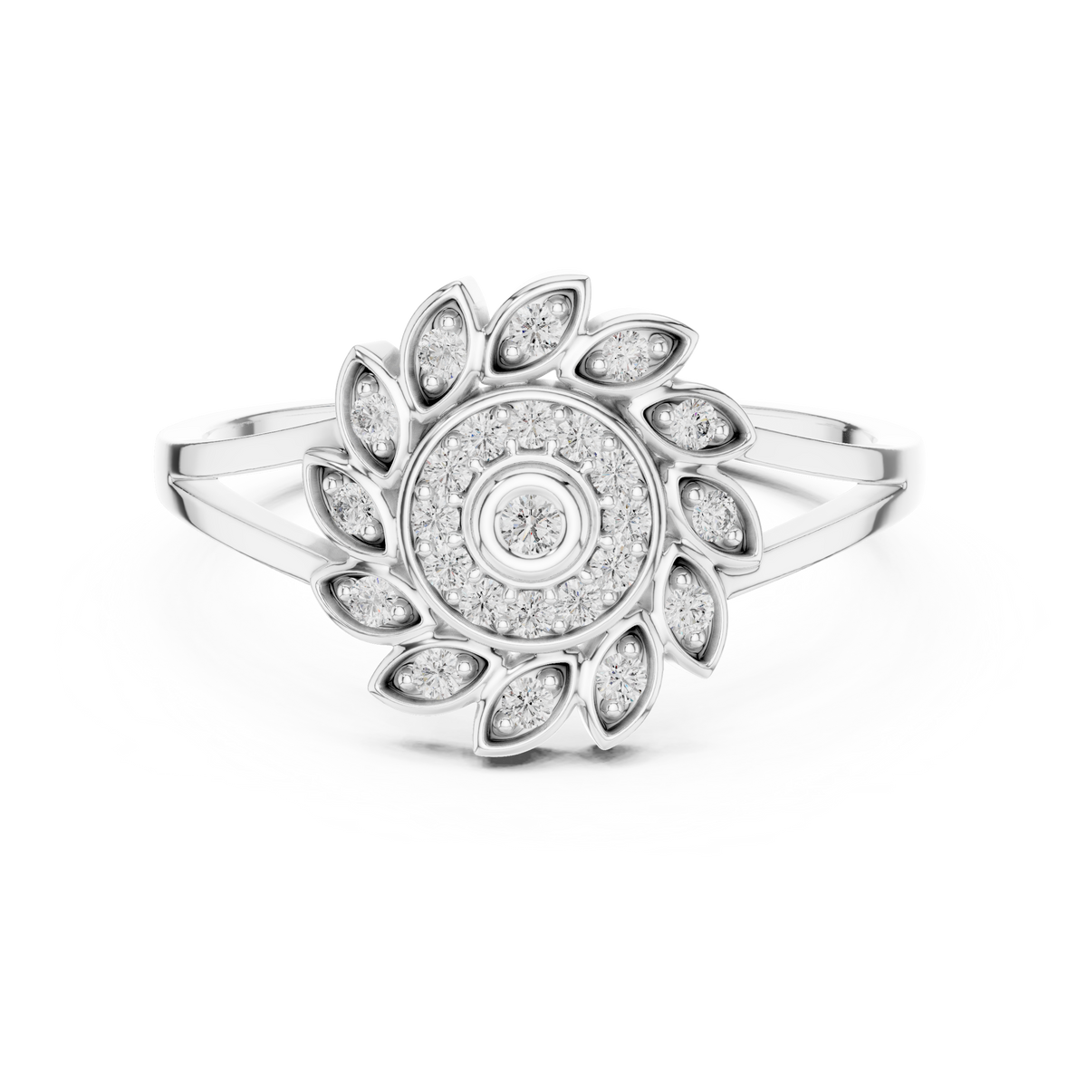 Aurelia Bloom Lab Grown Diamond Floral Ring for Women | Real Gold & Silver