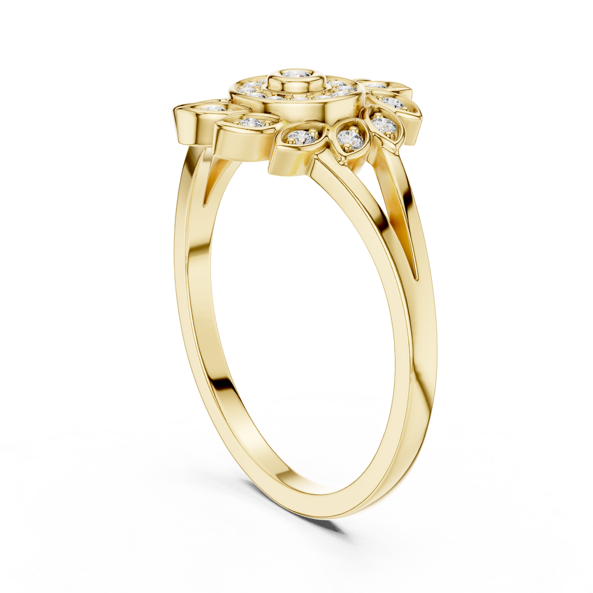 Aurelia Bloom Lab Grown Diamond Floral Ring for Women | Real Gold & Silver