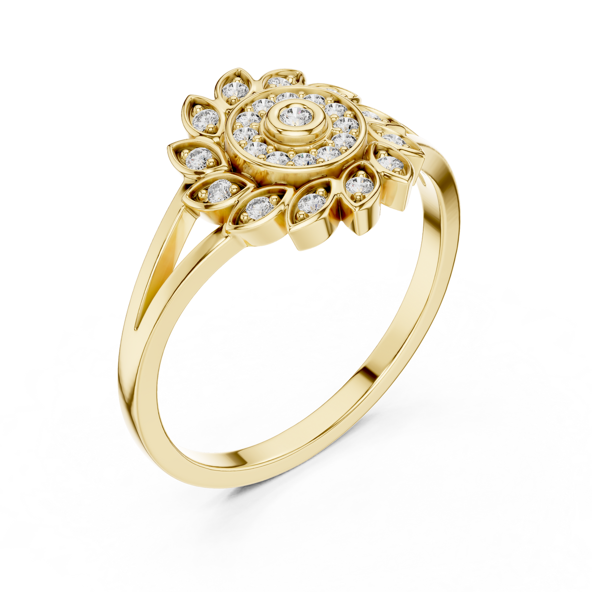 Aurelia Bloom Lab Grown Diamond Floral Ring for Women | Real Gold & Silver