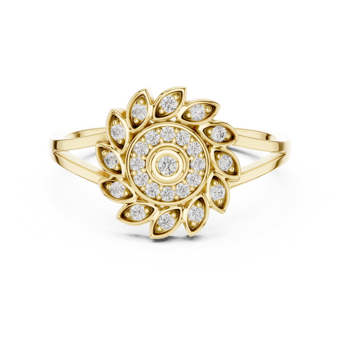 Aurelia Bloom Lab Grown Diamond Floral Ring for Women | Real Gold & Silver