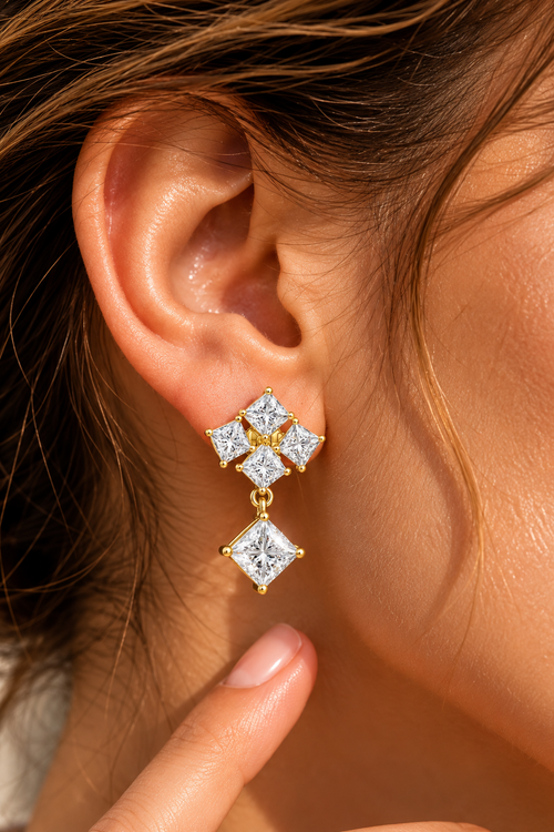 Arlissa Geometric Lab Grown Diamond Drop Earrings