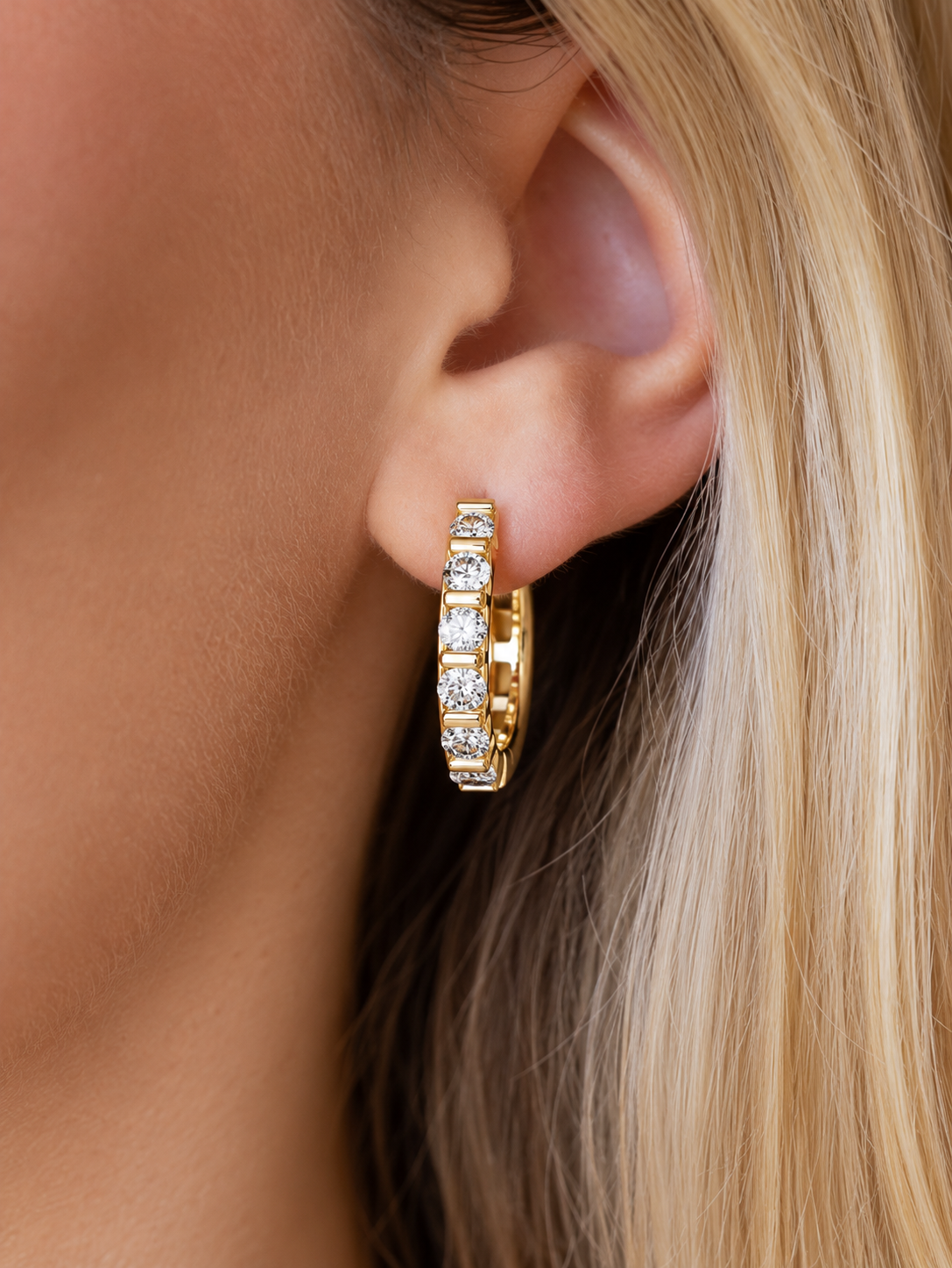 Rosalind Channel Bar Lab Grown Diamond Hoop Earrings