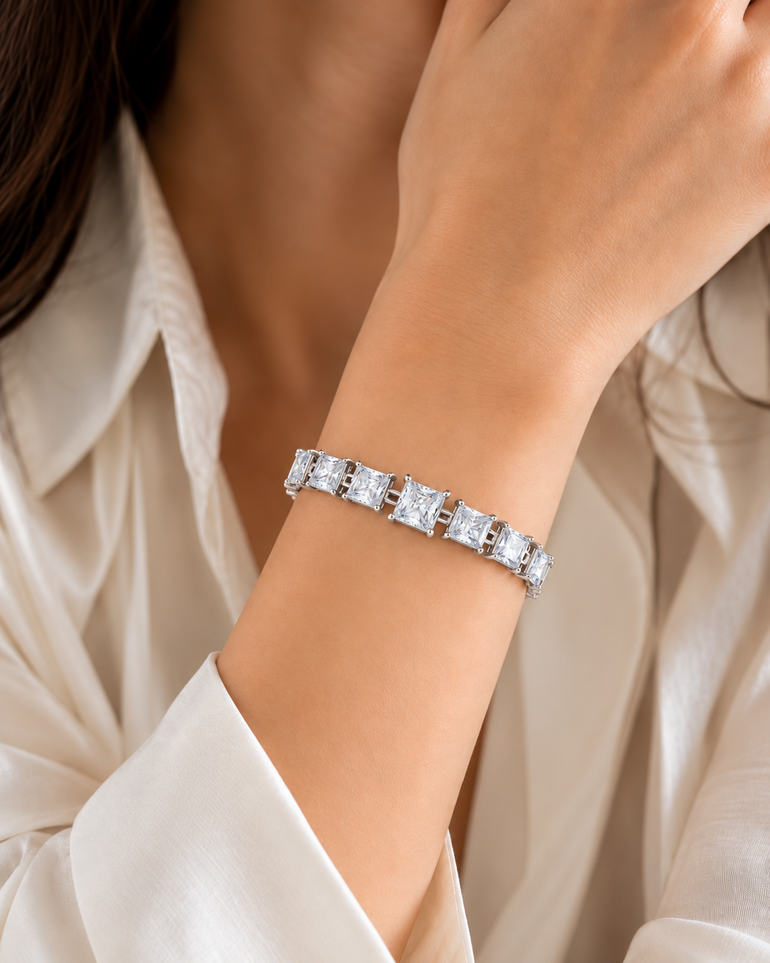 Prismara Large Radiant Cut Lab Grown Diamond Statement Bracelet