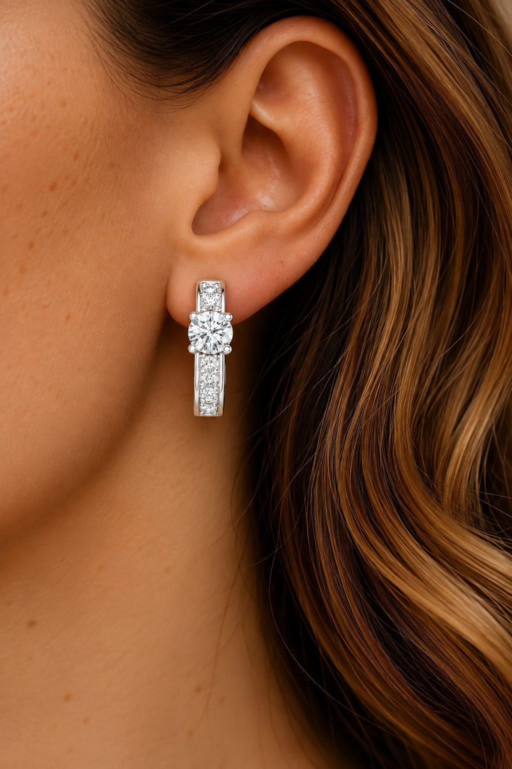 Valeria Radiant Bar Lab Grown Diamond Drop Hoop Earrings