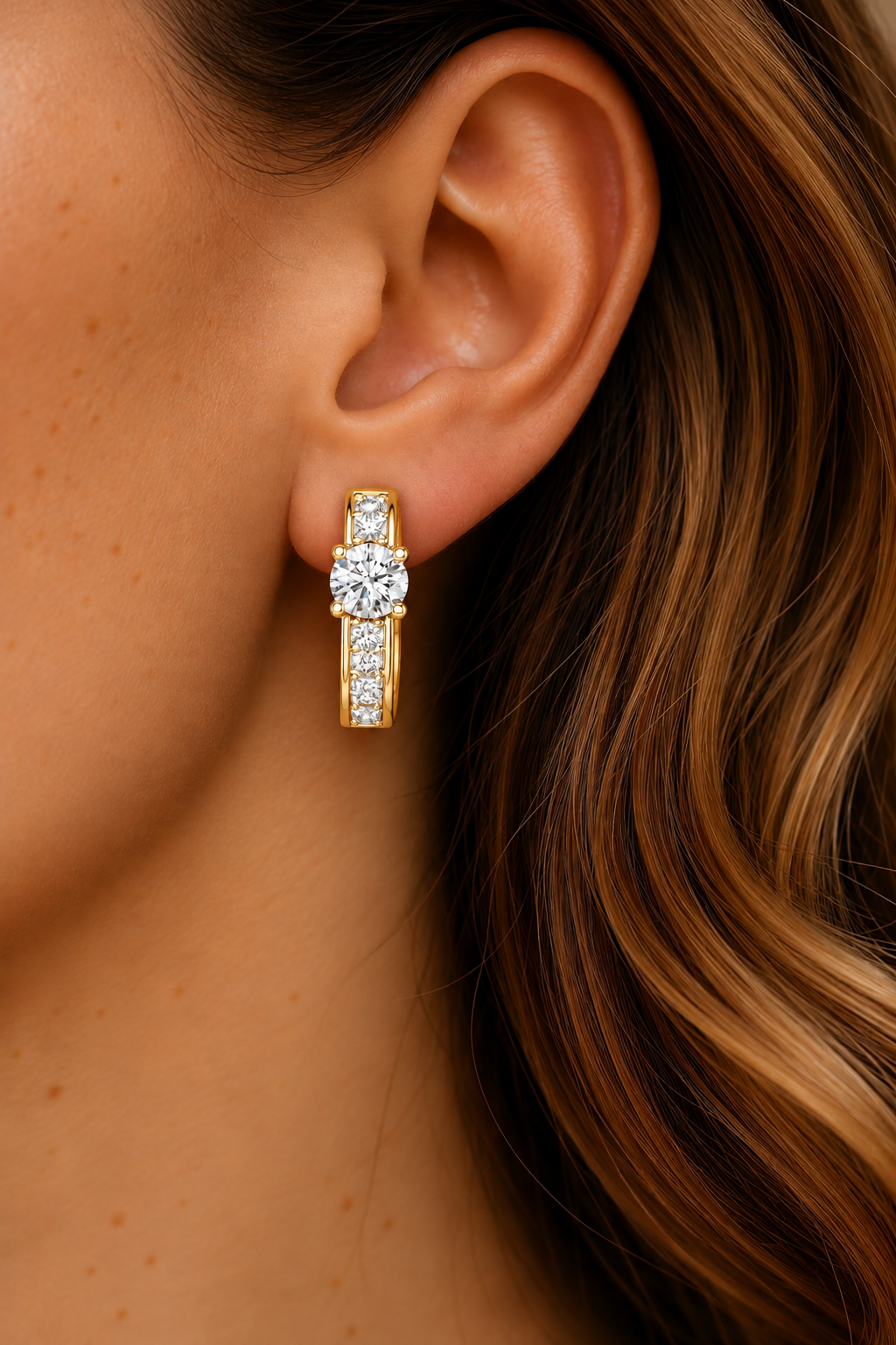 Valeria Radiant Bar Lab Grown Diamond Drop Hoop Earrings