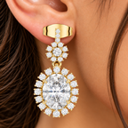 Funkelnde Diamant-Gold-Creolen | Ohrringe mit Blumenmuster