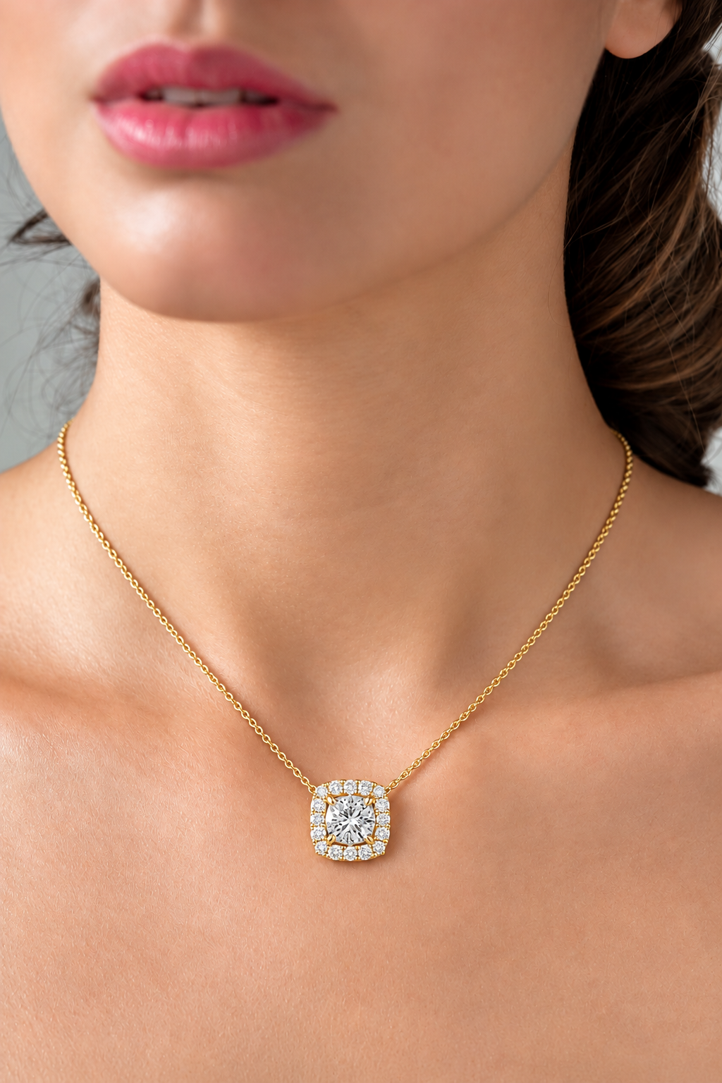 Lunessa Marquise Petal Halo Lab Grown Diamond Pendant Necklace