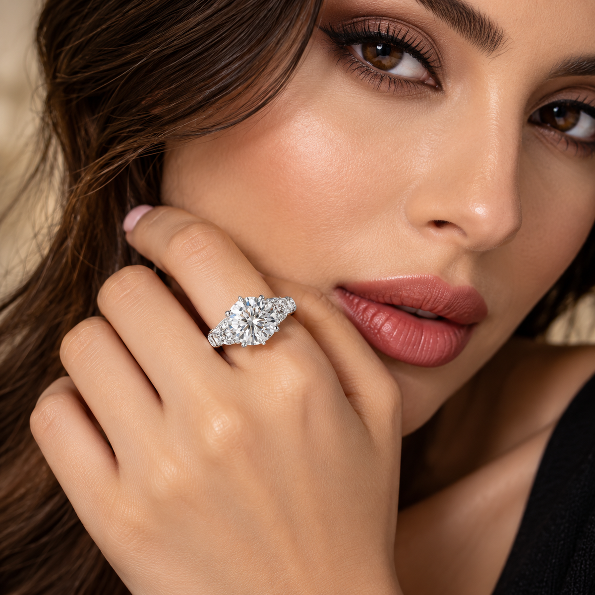 Brilliant Crest Round Lab Grown Diamond Three-Stone Ring