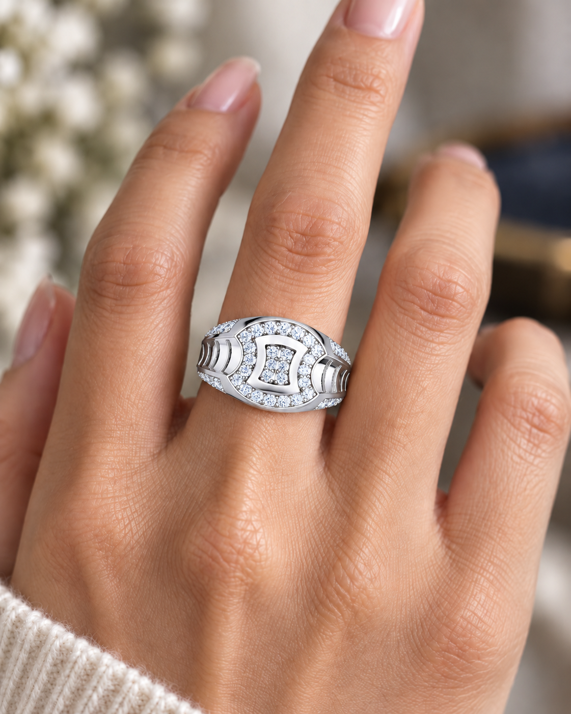 Celvaria Geometric Pavé Lab Grown Diamond Band Ring