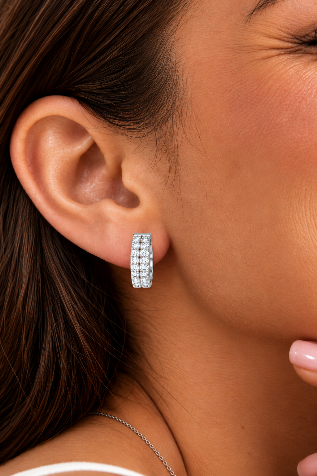 Marvella Double-Row Pavé Lab Grown Diamond Hoop Earrings.