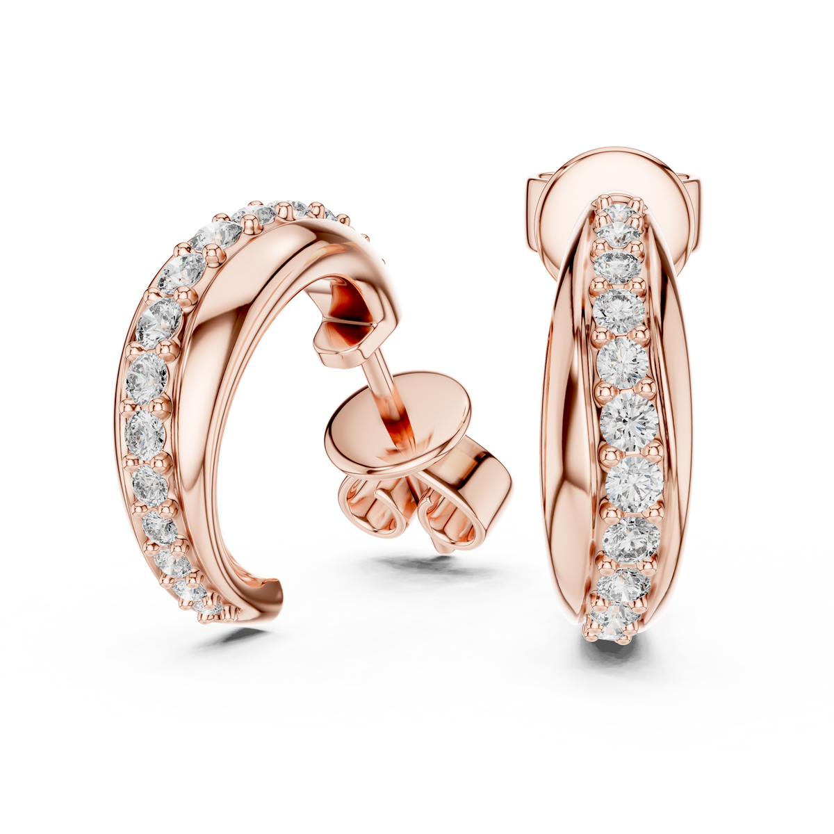 Valerisse Pavé Curve Lab Grown Diamond Hoop Earrings