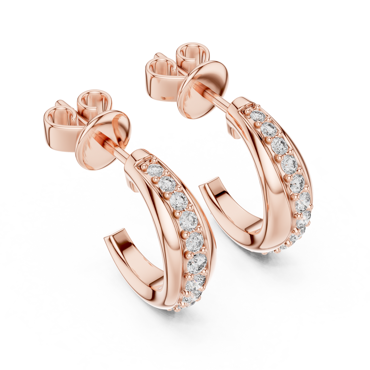 Valerisse Pavé Curve Lab Grown Diamond Hoop Earrings