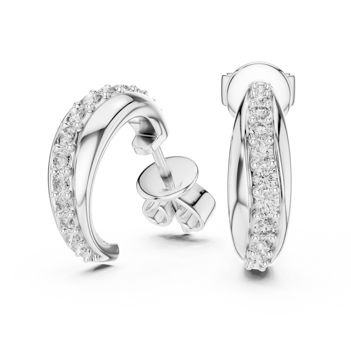 Valerisse Pavé Curve Lab Grown Diamond Hoop Earrings