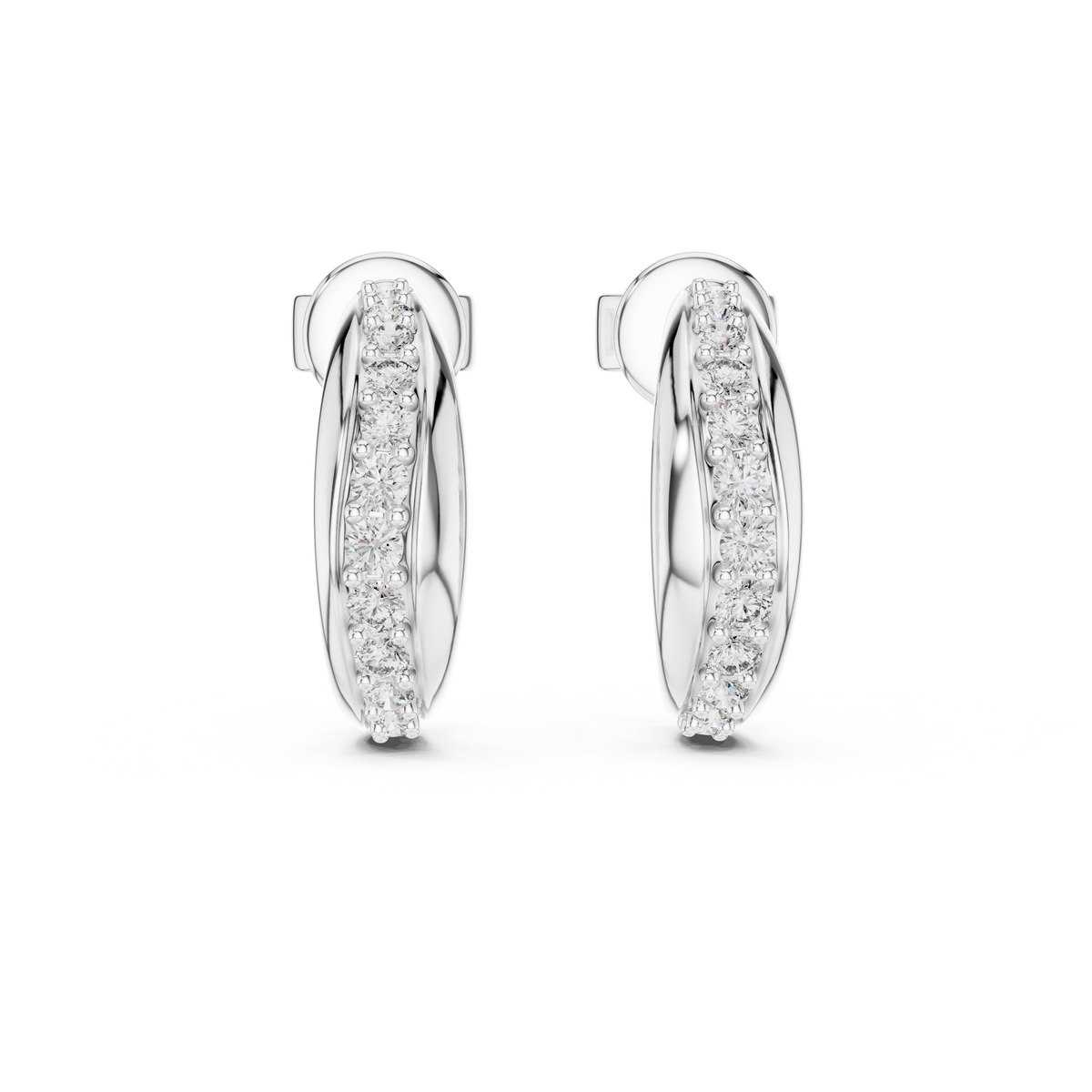 Valerisse Pavé Curve Lab Grown Diamond Hoop Earrings