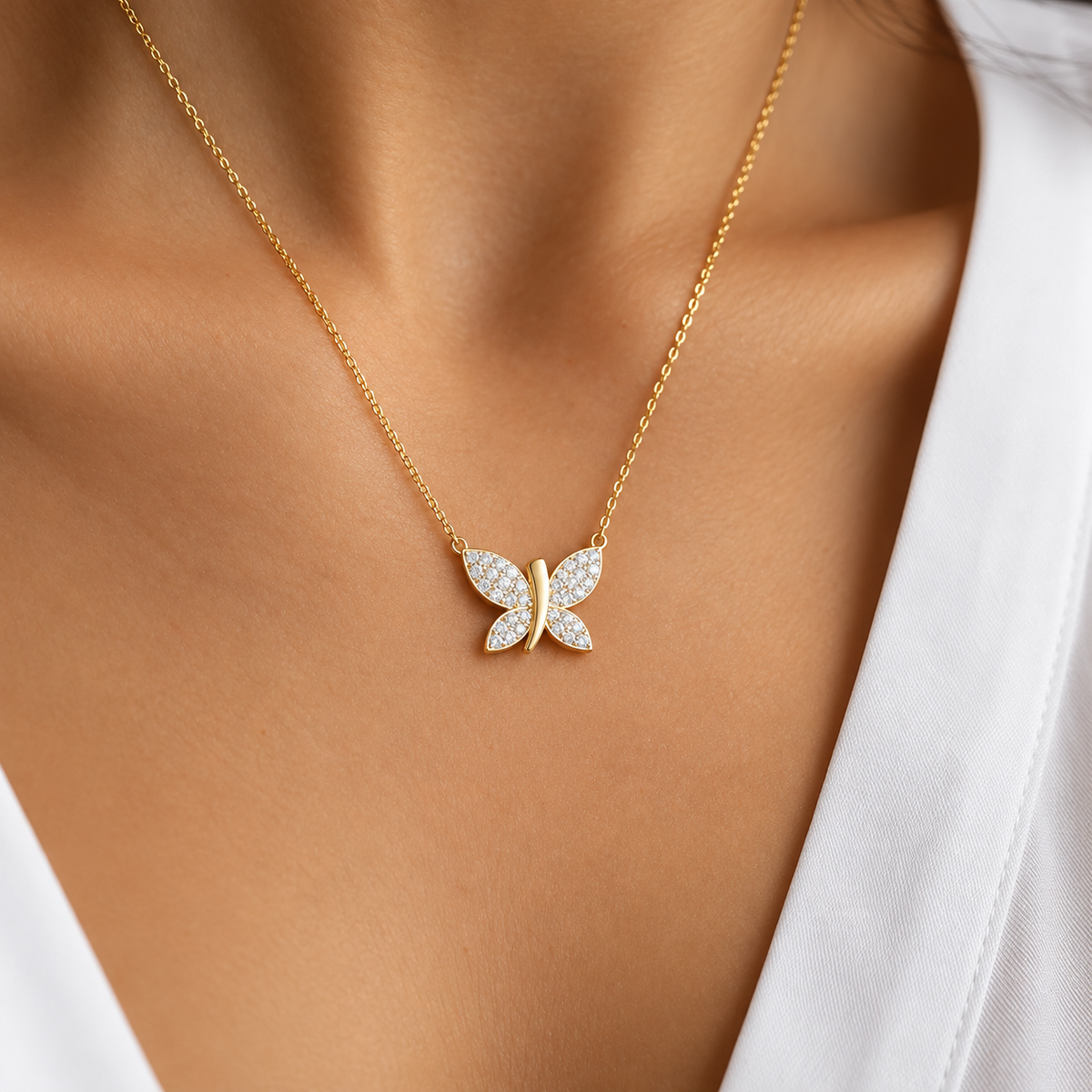 Papilune Pavé Butterfly Lab Grown Diamond Pendant Necklace
