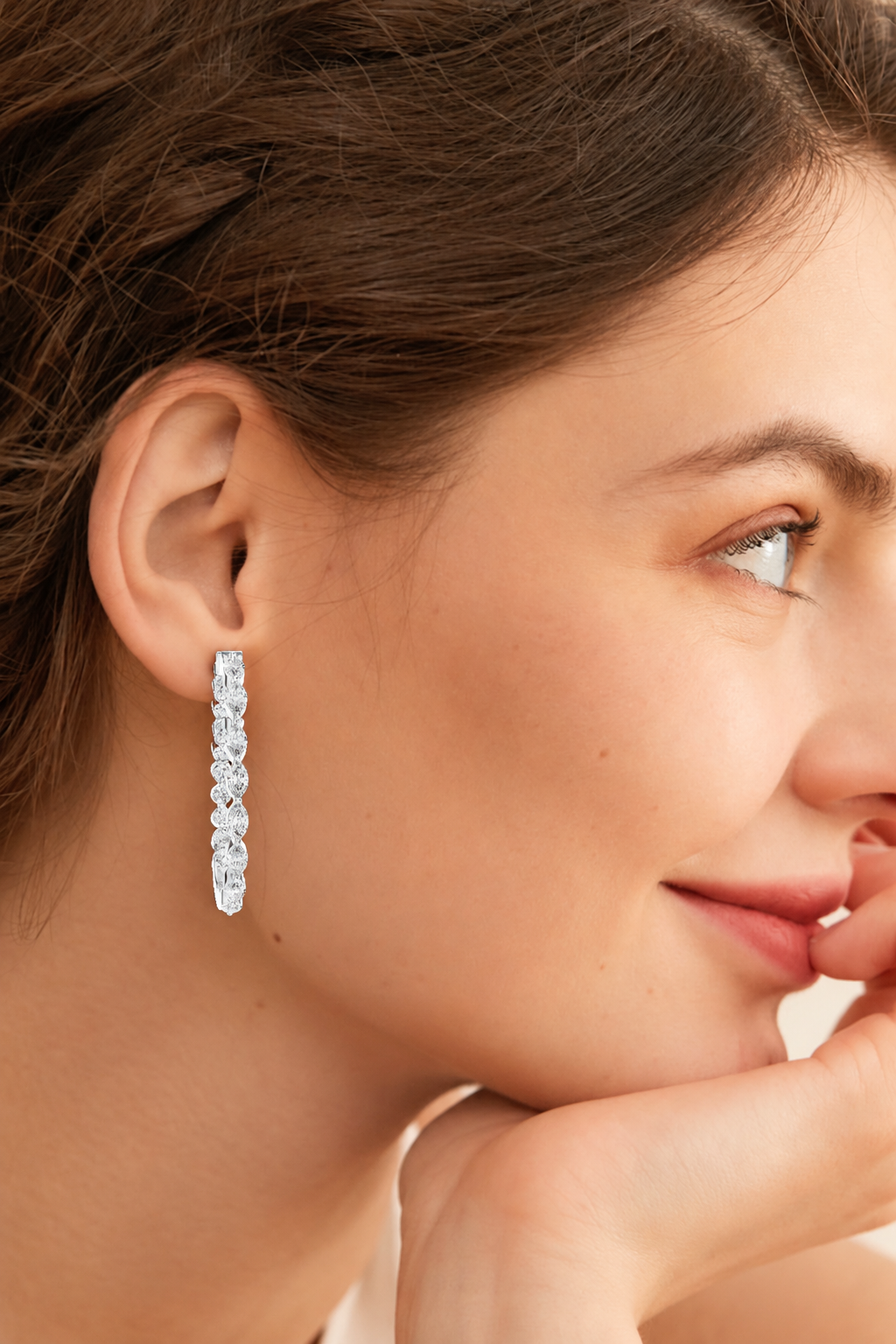 Lunavelle Twisted Floral Lab Grown Diamond Hoop Earrings