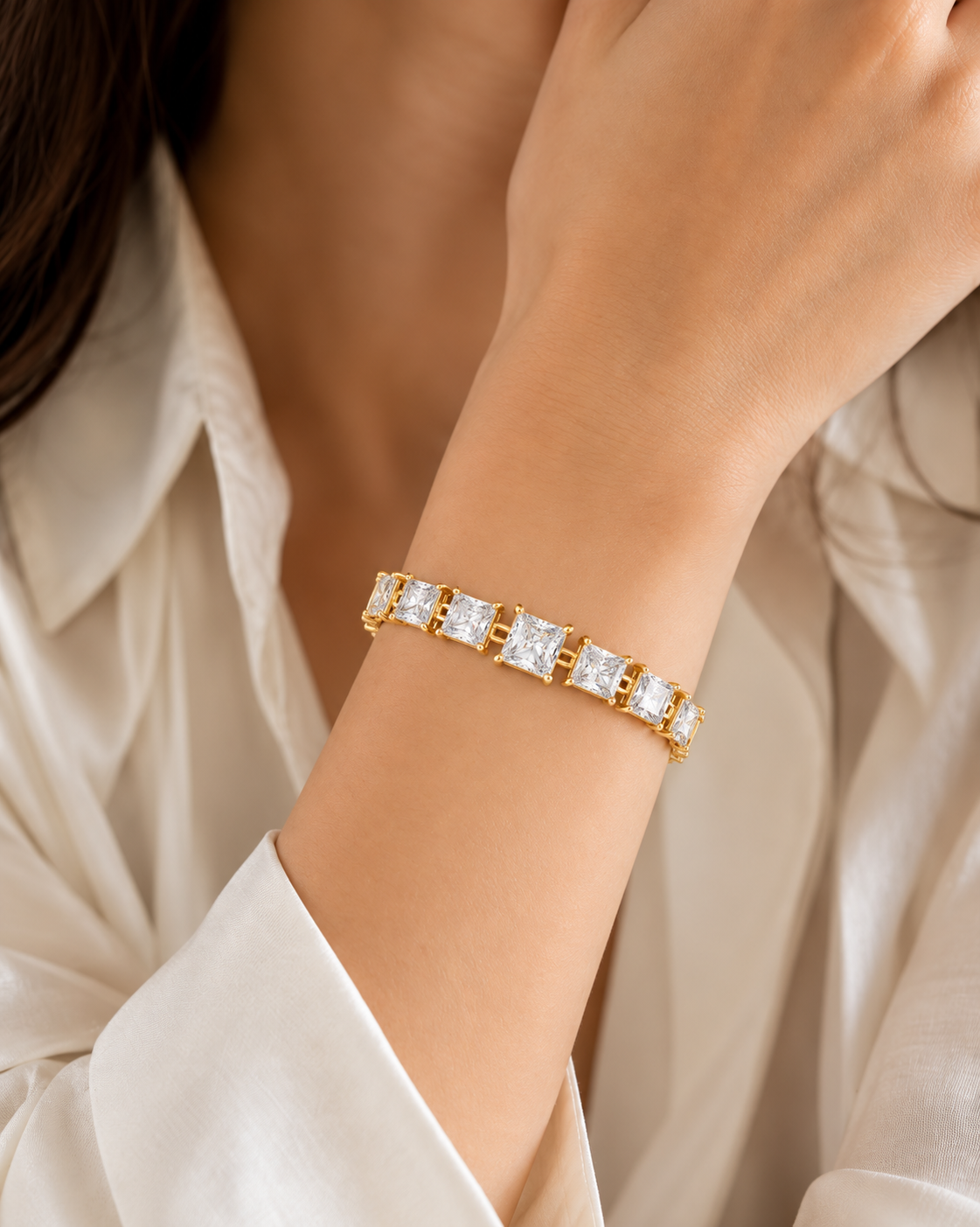 Prismara Large Radiant Cut Lab Grown Diamond Statement Bracelet