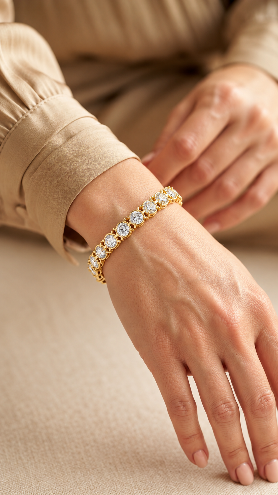 Grandelle Large Round Lab Grown Diamond Statement Tennis Bracelet