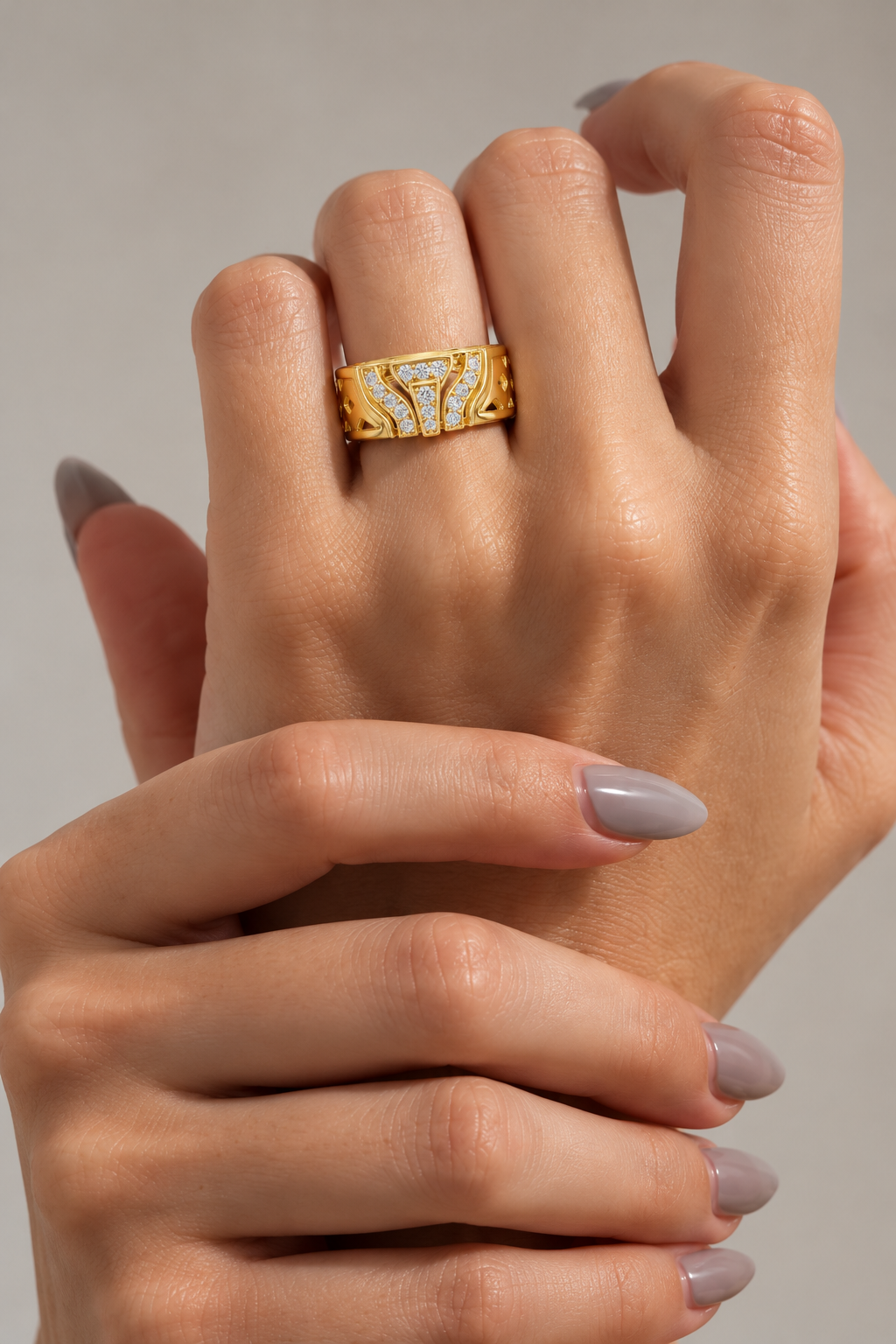 Zavienne Sculpted Pavé Lab Grown Diamond Band Ring