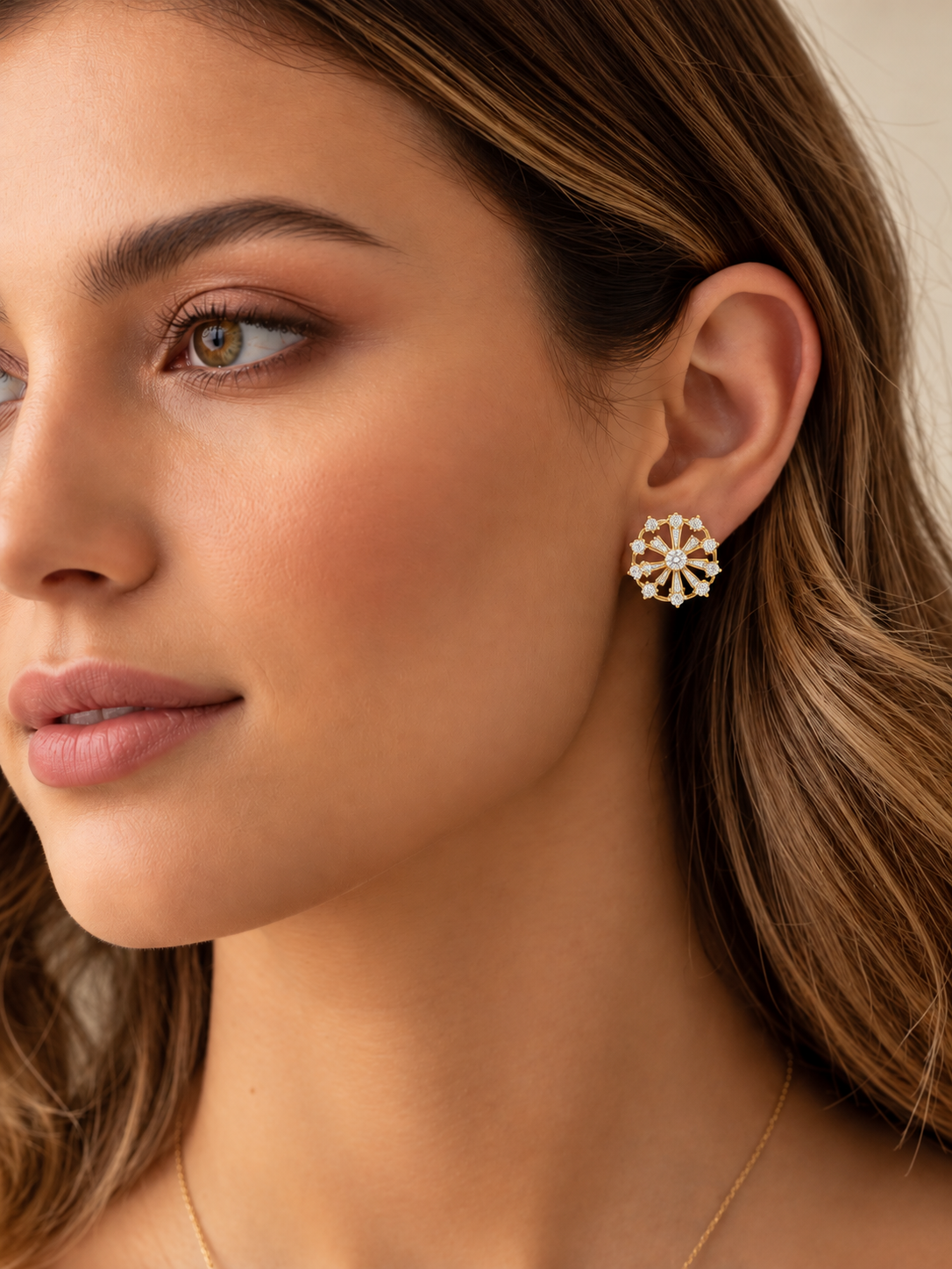 Rosalienne Floral Fan Lab Grown Diamond Stud Earrings