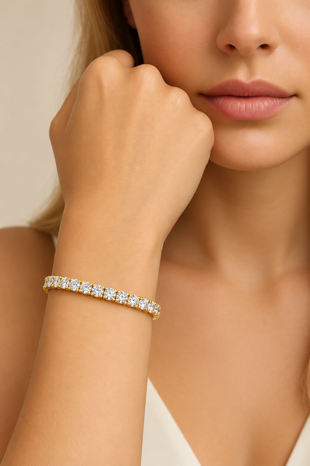 Everelle Slim Single Row Round Brilliant Four Prong Lab Grown Diamond Tennis Bracelet