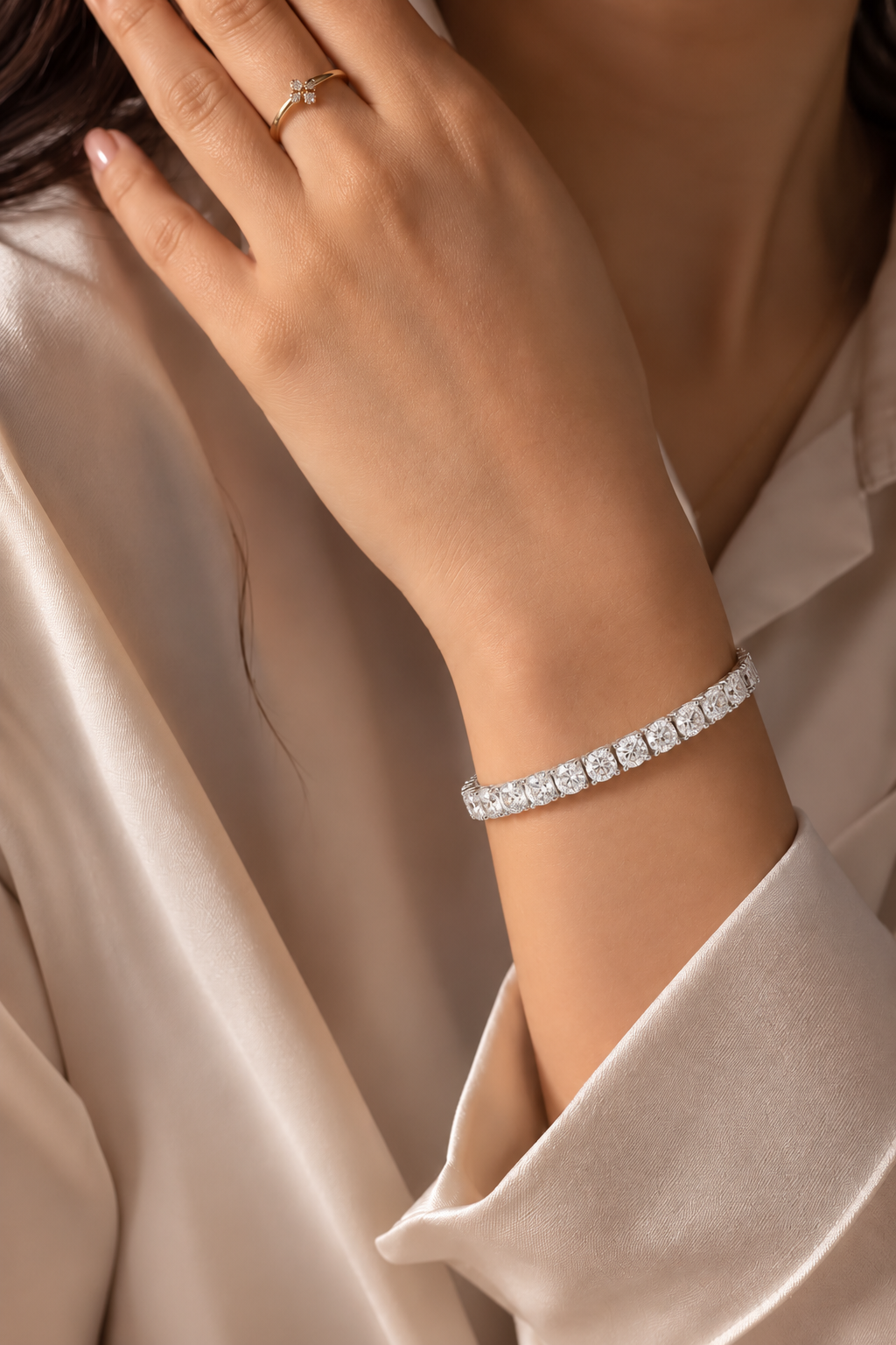 Latticia Square Frame Lab Grown Diamond Tennis Bracelet