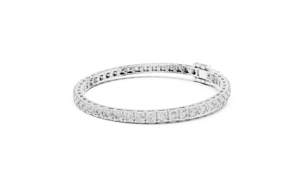 Gridelle Square Box Link Round Lab Grown Diamond Tennis Bracelet