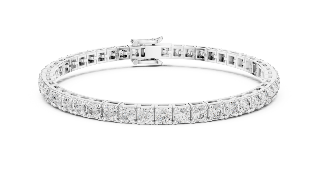 Gridelle Square Box Link Round Lab Grown Diamond Tennis Bracelet
