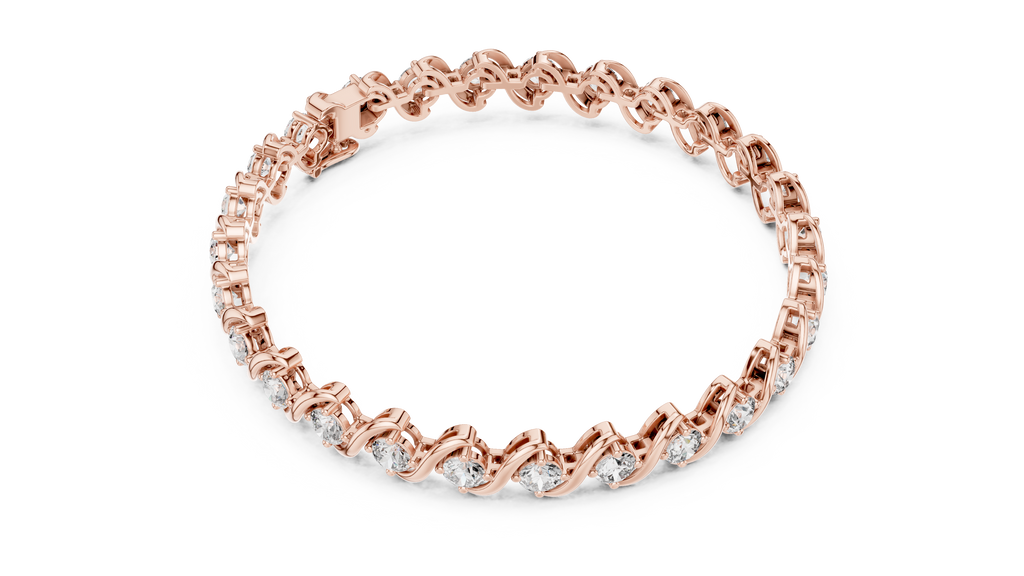 Wavelara Wave Ribbon Round Lab Grown Diamond Tennis Bracelet