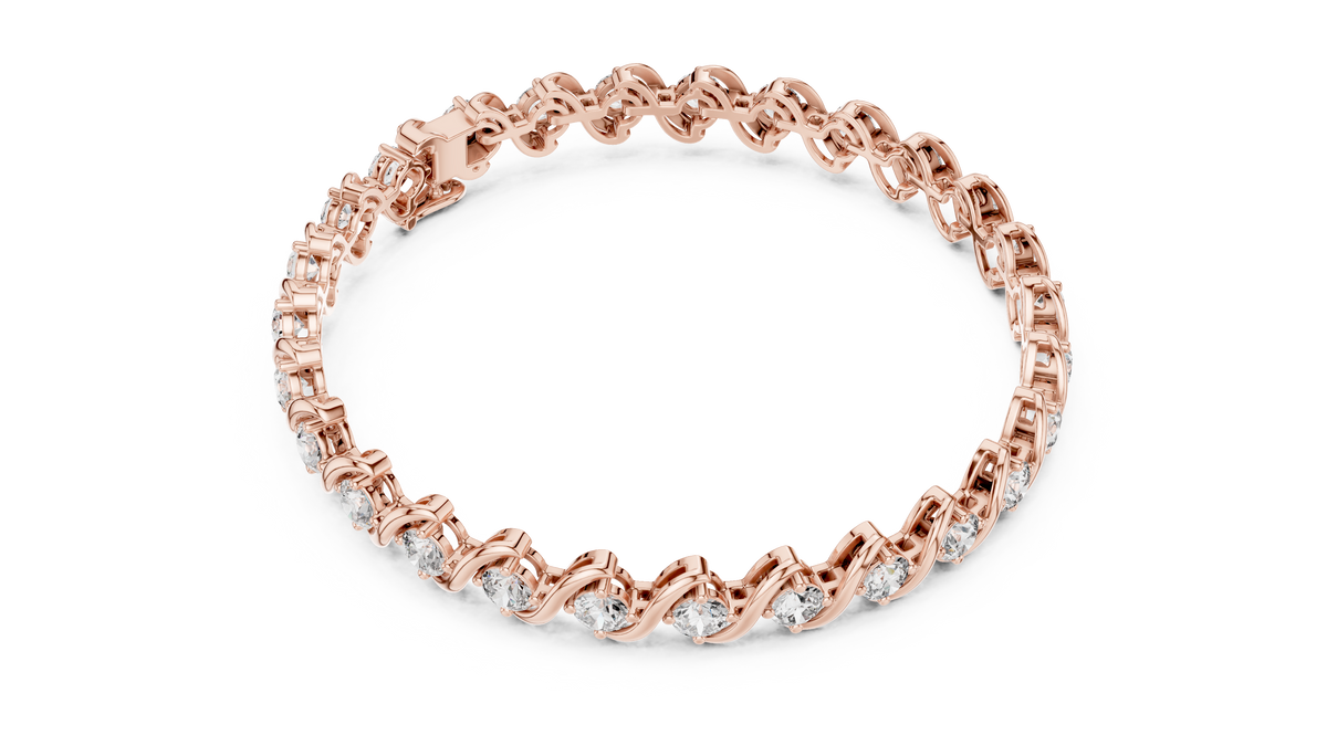 Wavelara Wave Ribbon Round Lab Grown Diamond Tennis Bracelet