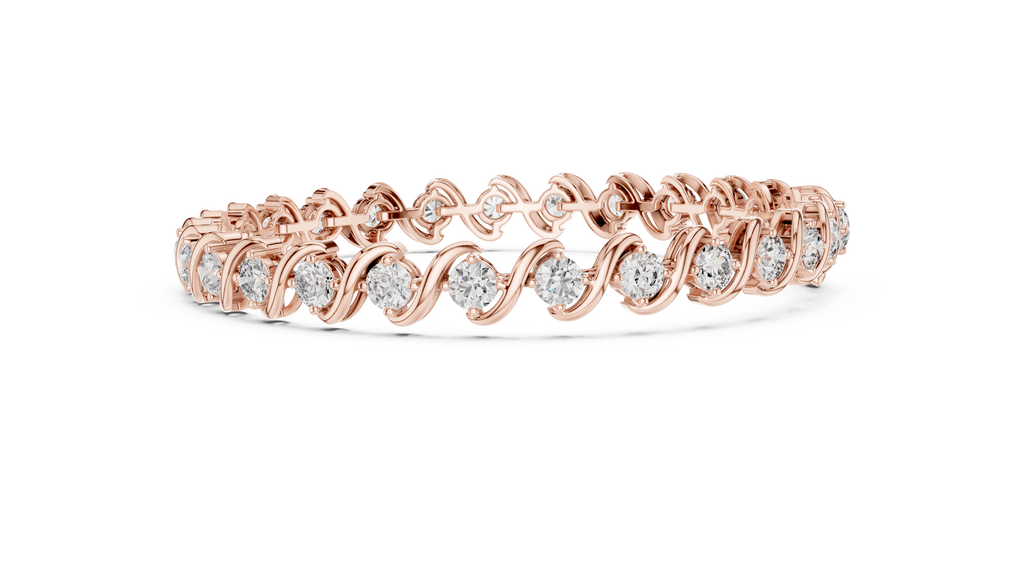 Wavelara Wave Ribbon Round Lab Grown Diamond Tennis Bracelet