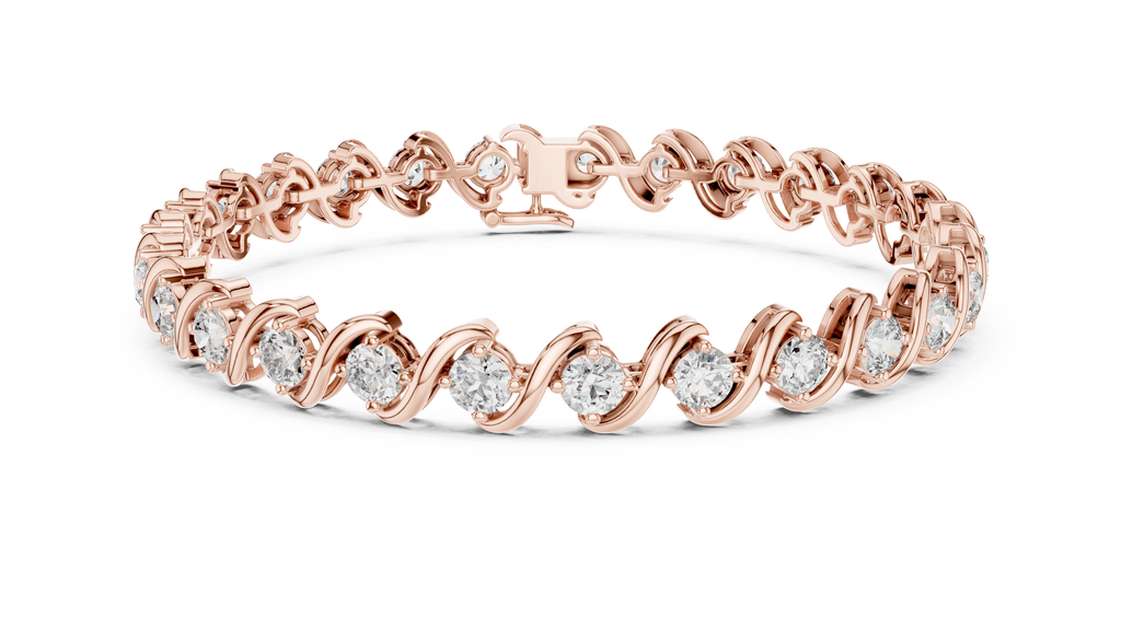 Wavelara Wave Ribbon Round Lab Grown Diamond Tennis Bracelet