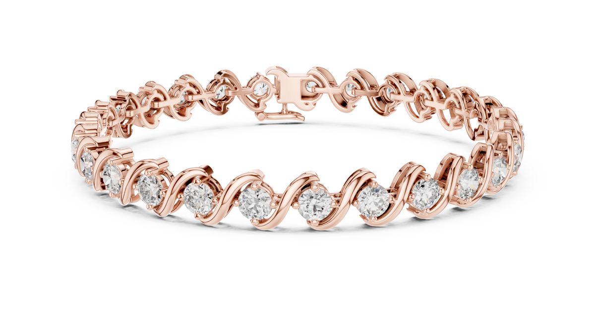 Wavelara Wave Ribbon Round Lab Grown Diamond Tennis Bracelet