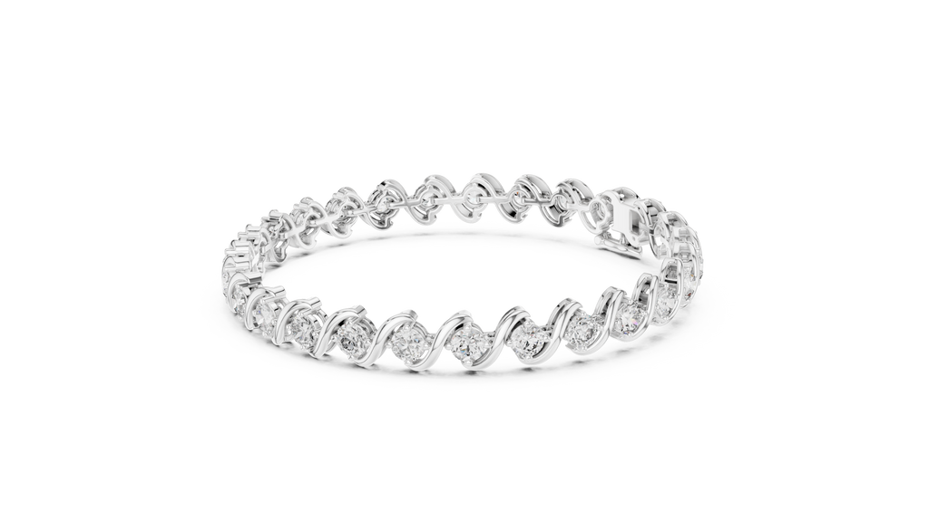 Wavelara Wave Ribbon Round Lab Grown Diamond Tennis Bracelet