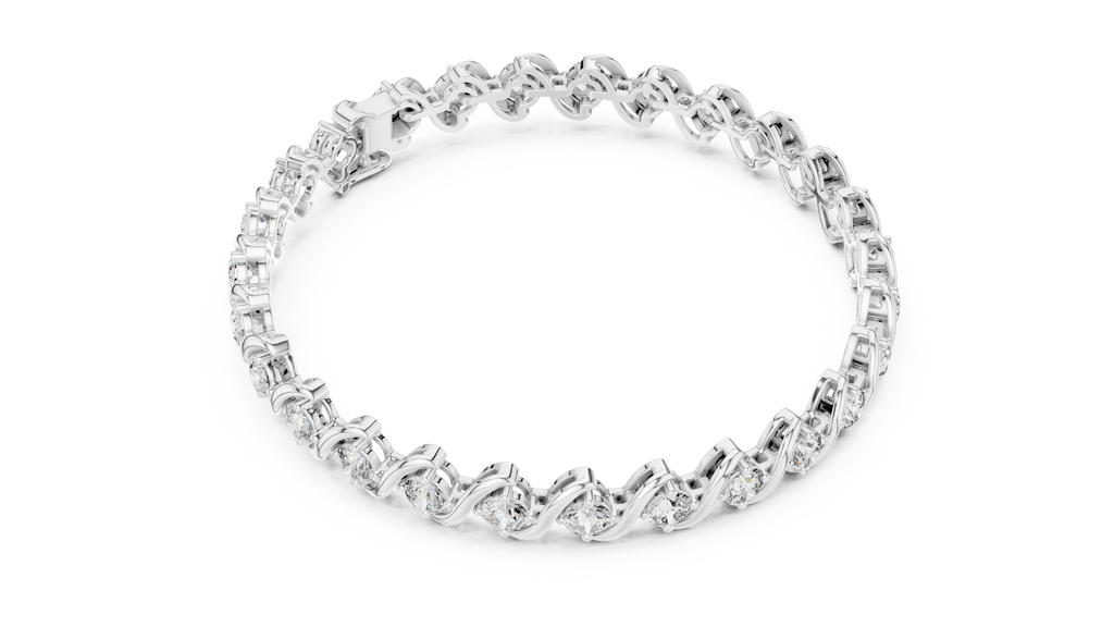 Wavelara Wave Ribbon Round Lab Grown Diamond Tennis Bracelet