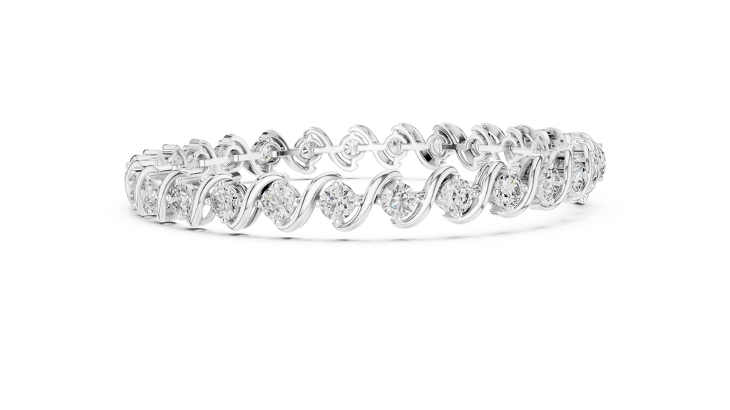 Wavelara Wave Ribbon Round Lab Grown Diamond Tennis Bracelet