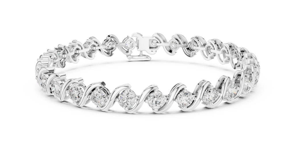 Wavelara Wave Ribbon Round Lab Grown Diamond Tennis Bracelet
