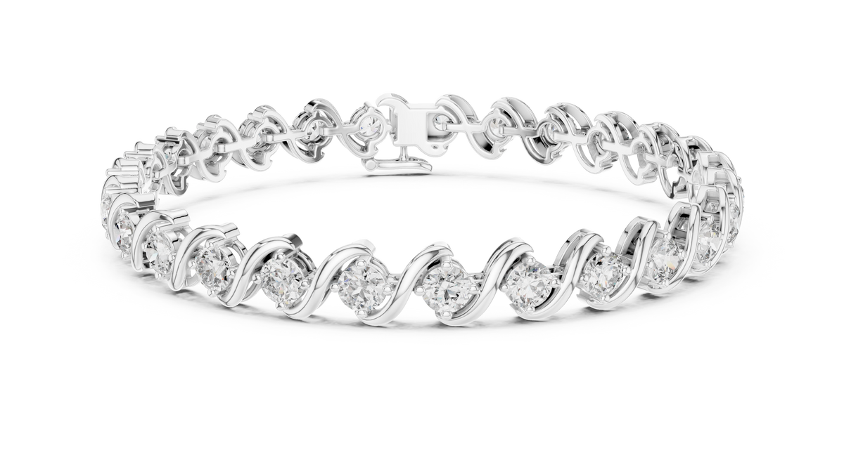 Wavelara Wave Ribbon Round Lab Grown Diamond Tennis Bracelet
